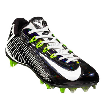 Black and green ultimate frisbee cleats made by Nike