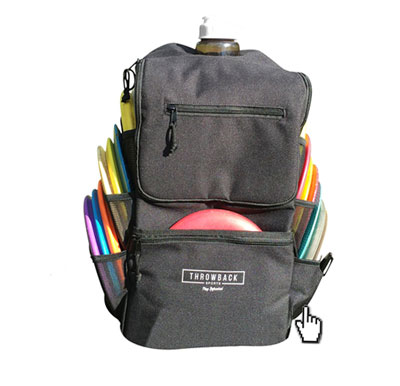 Throwback sports backpack for frisbee discs and disc golf 